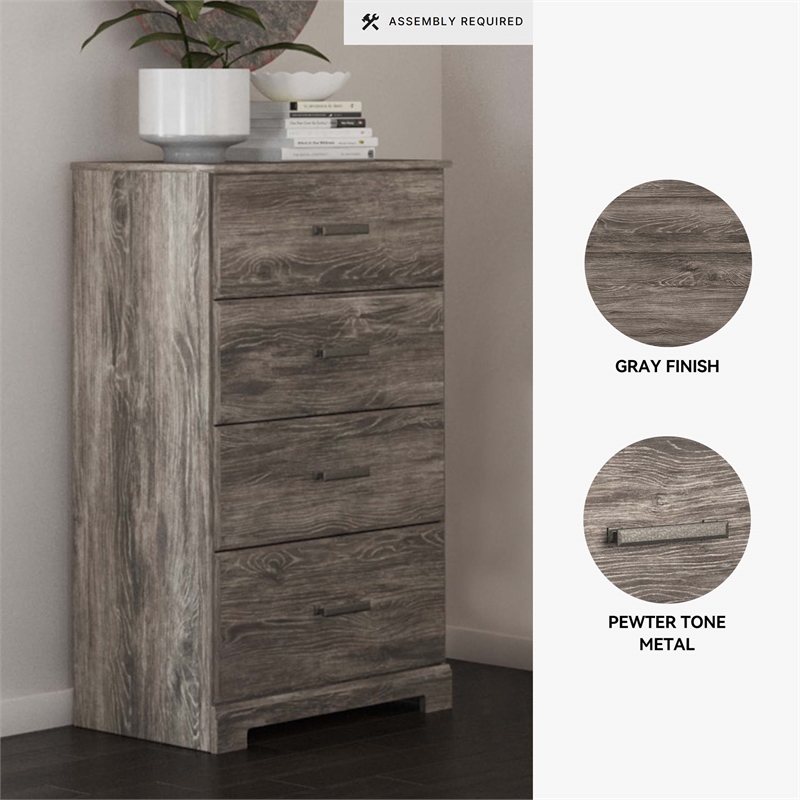 Ashley Furniture Ralinksi Four Drawer Engineered Wood Chest in Gray