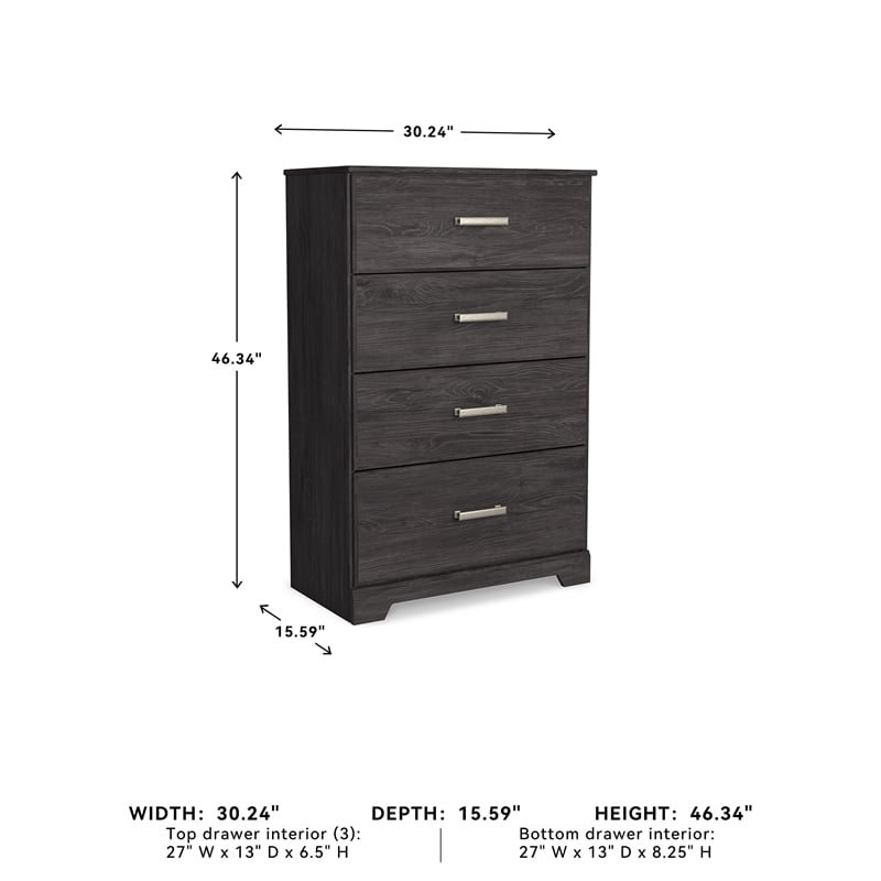 Ashley Furniture Belachime Four Drawer Engineered Wood Chest in Black
