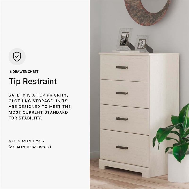 Ashley Furniture Stelsie Four Drawer Engineered Wood Chest in White