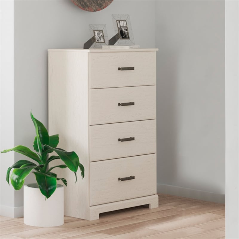 Ashley Furniture Stelsie Four Drawer Engineered Wood Chest in White
