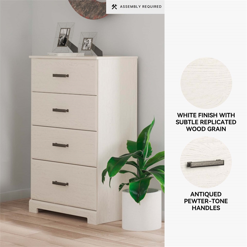 Ashley Furniture Stelsie Four Drawer Engineered Wood Chest in White