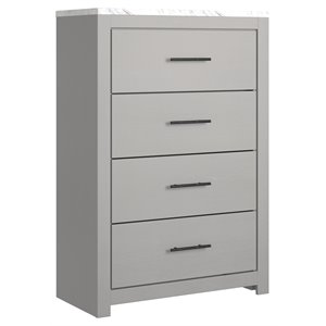 ashley furniture cottonburg four drawer engineered wood chest in gray and white
