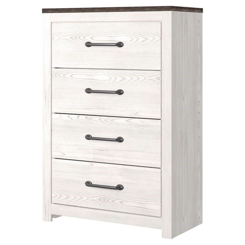 Ashley Furniture Gerridan Four Drawer Engineered Wood Chest in Gray and White