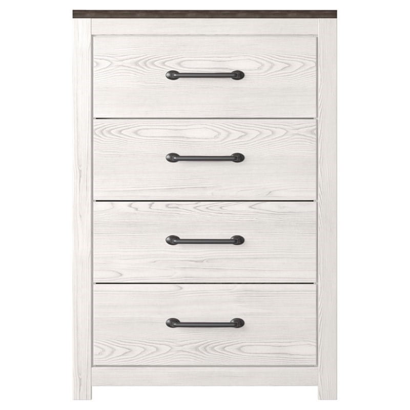 Ashley Furniture Gerridan Four Drawer Engineered Wood Chest in Gray and White