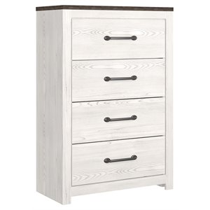 ashley furniture gerridan four drawer engineered wood chest in gray and white