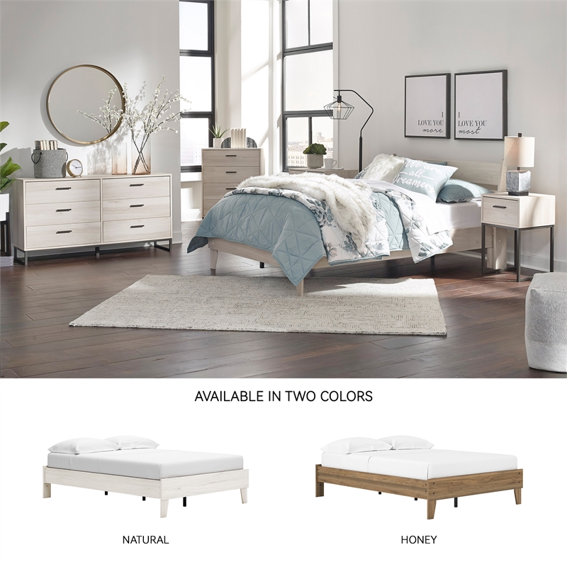 Signature Design by Ashley Socalle Engineered Wood Full Platform Bed in Natural