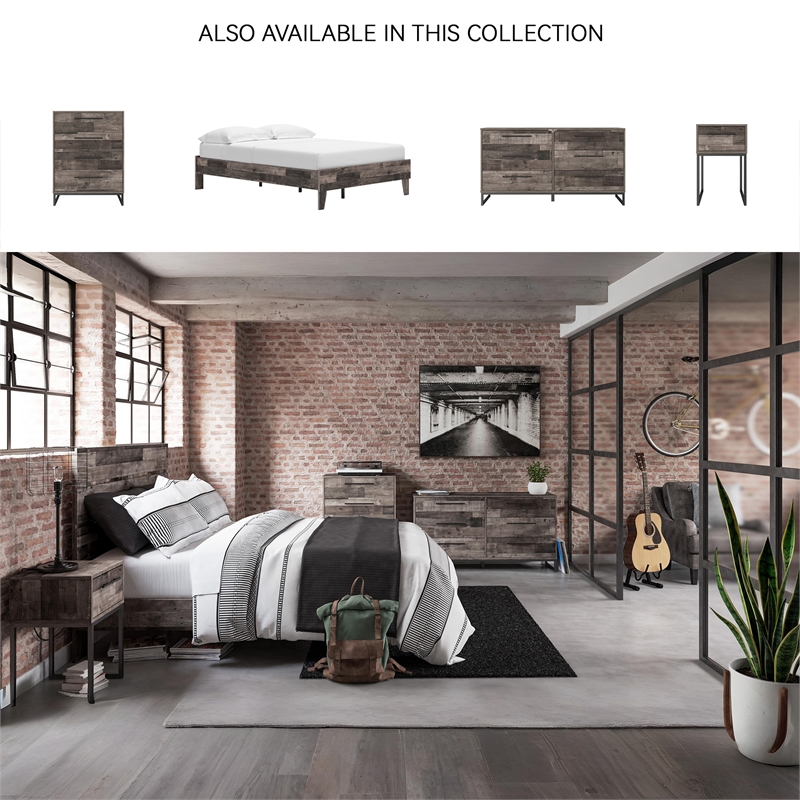 Signature Design by Ashley Neilsville Engineered Wood Full Platform Bed in Gray