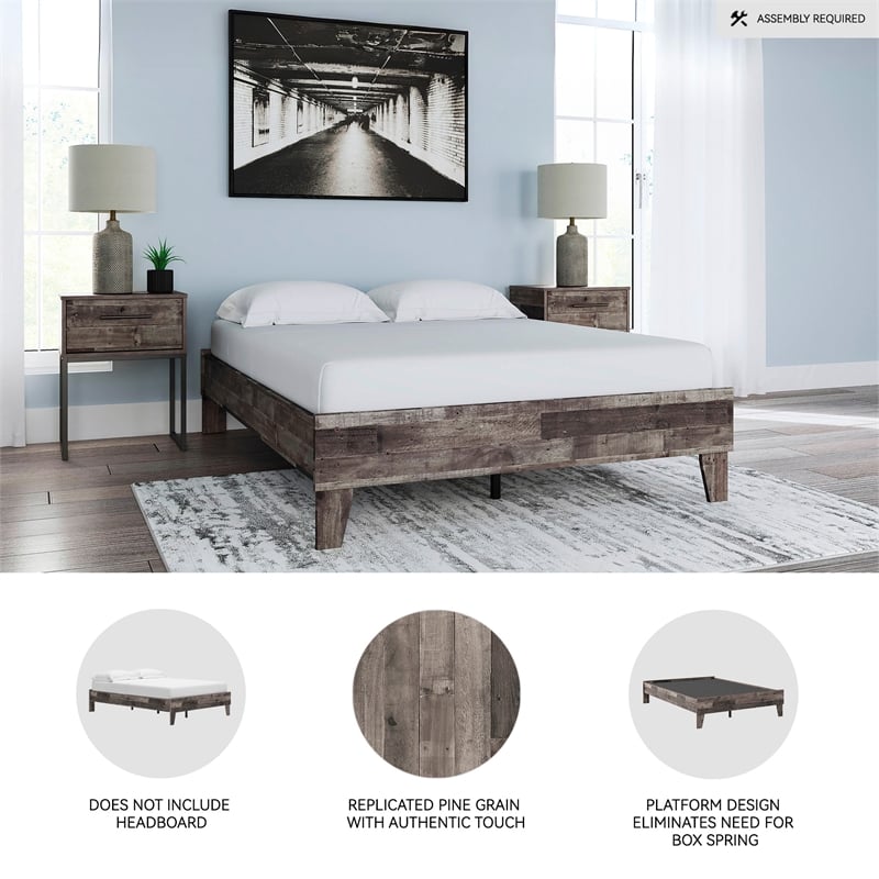 Signature Design by Ashley Neilsville Engineered Wood Full Platform Bed in Gray