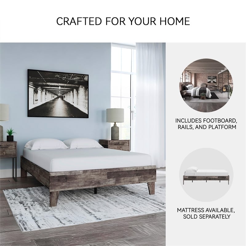 Signature Design by Ashley Neilsville Engineered Wood Full Platform Bed in Gray