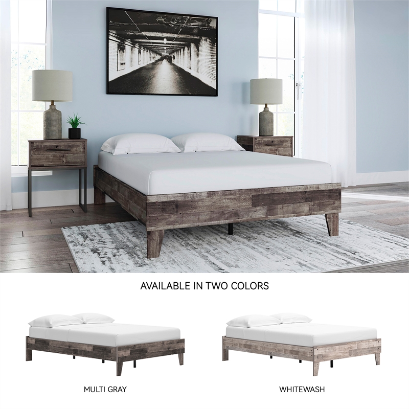 Signature Design by Ashley Neilsville Engineered Wood Full Platform Bed in Gray