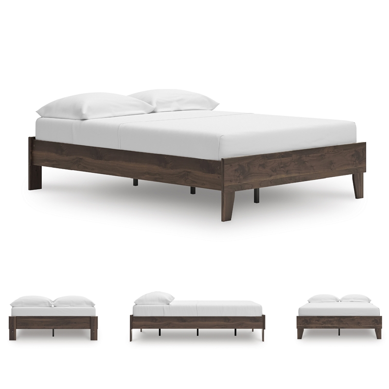 Ashley Furniture Calverson Modern Engineered Wood Full Platform Bed in Brown