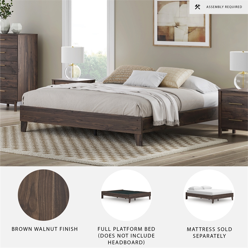 Ashley Furniture Calverson Modern Engineered Wood Full Platform Bed in Brown