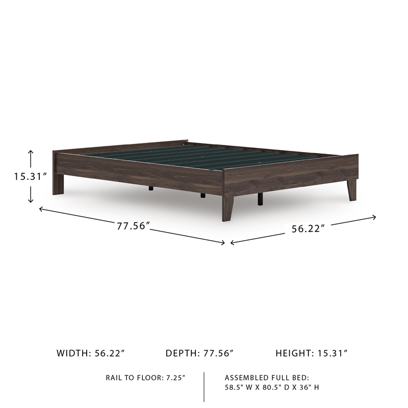 Ashley Furniture Calverson Modern Engineered Wood Full Platform Bed in Brown