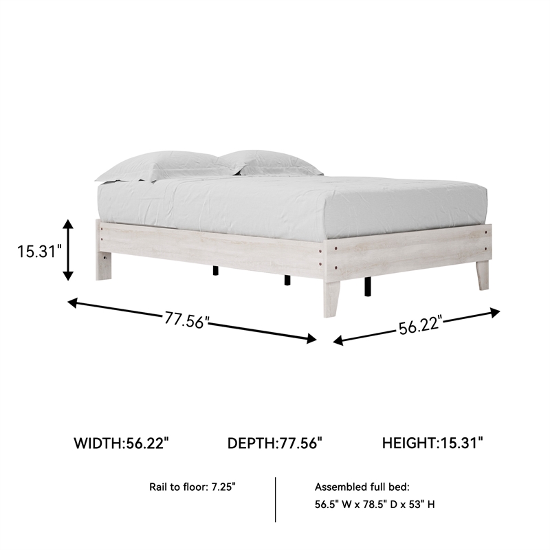 Ashley Furniture Shawburn Engineered Wood Full Platform Bed in Whitewash