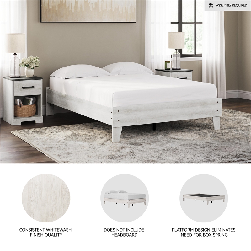 Ashley Furniture Shawburn Engineered Wood Full Platform Bed in Whitewash