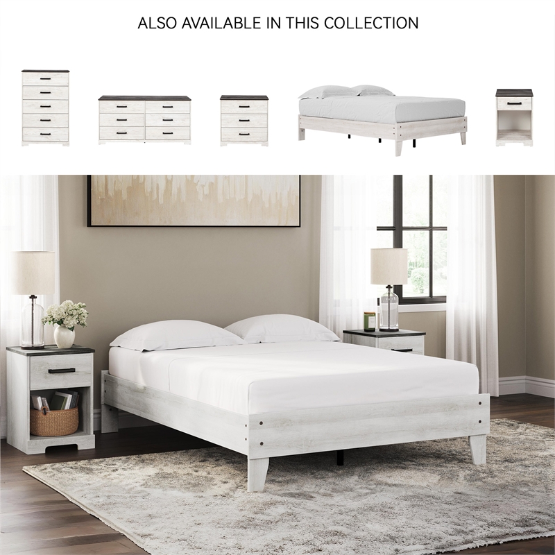 Ashley Furniture Shawburn Engineered Wood Full Platform Bed in Whitewash
