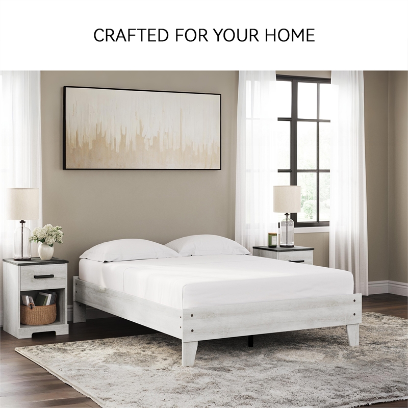 Ashley Furniture Shawburn Engineered Wood Full Platform Bed in Whitewash
