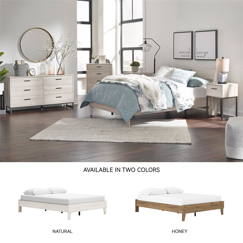 Signature Design by Ashley Socalle Engineered Wood Queen Platform Bed in Natural