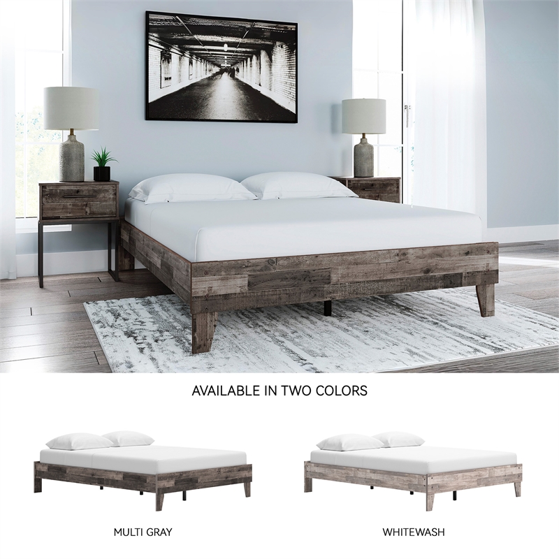 Signature Design by Ashley Neilsville Engineered Wood Queen Platform Bed in Gray