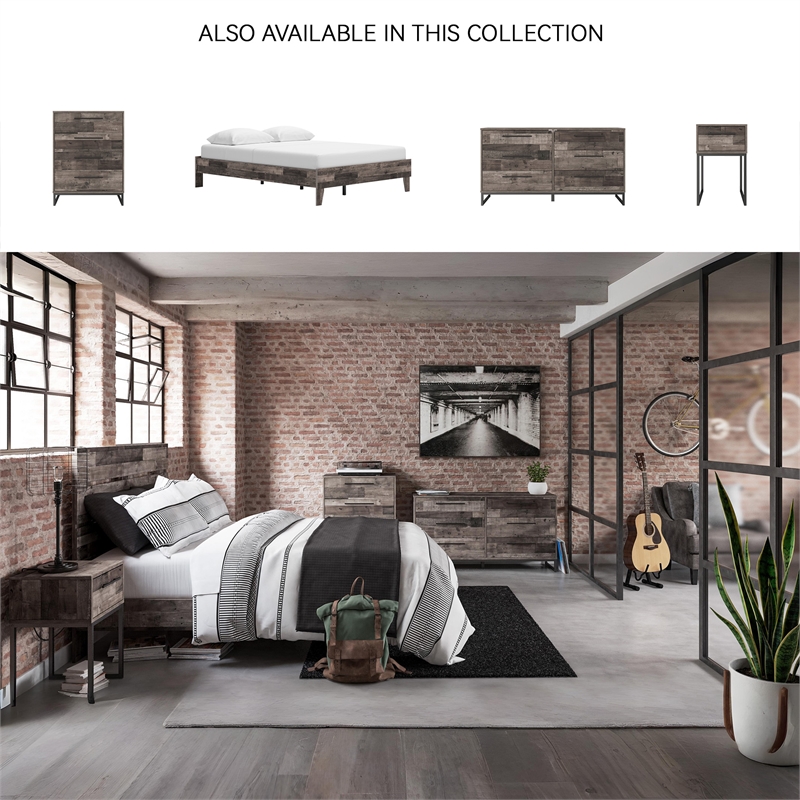 Signature Design by Ashley Neilsville Engineered Wood Queen Platform Bed in Gray