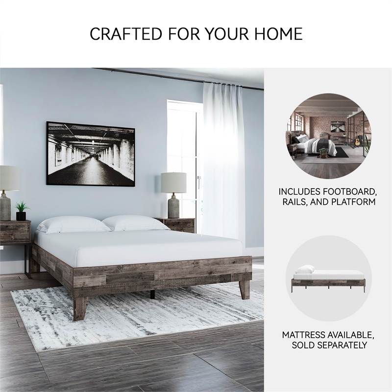 Signature Design by Ashley Neilsville Engineered Wood Queen Platform Bed in Gray