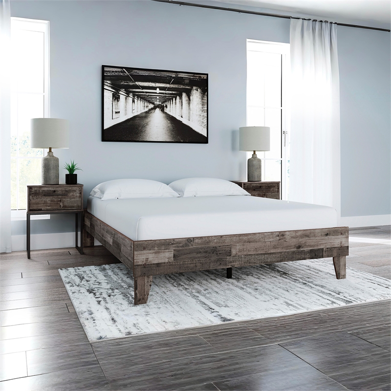 Signature Design by Ashley Neilsville Engineered Wood Queen Platform Bed in Gray