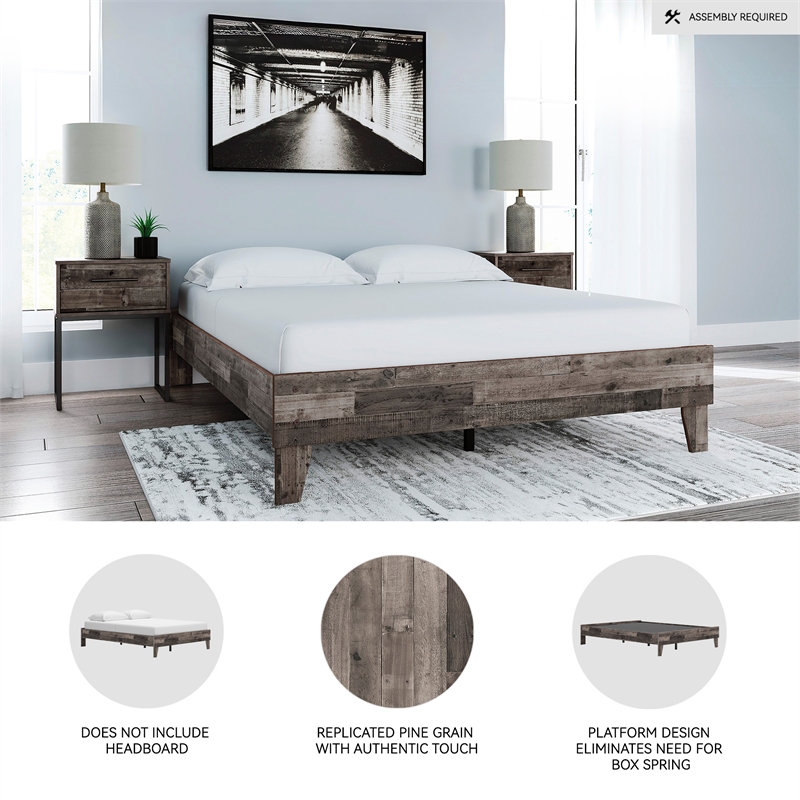 Signature Design by Ashley Neilsville Engineered Wood Queen Platform Bed in Gray