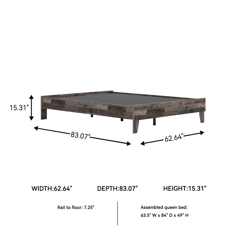 Signature Design by Ashley Neilsville Engineered Wood Queen Platform Bed in Gray