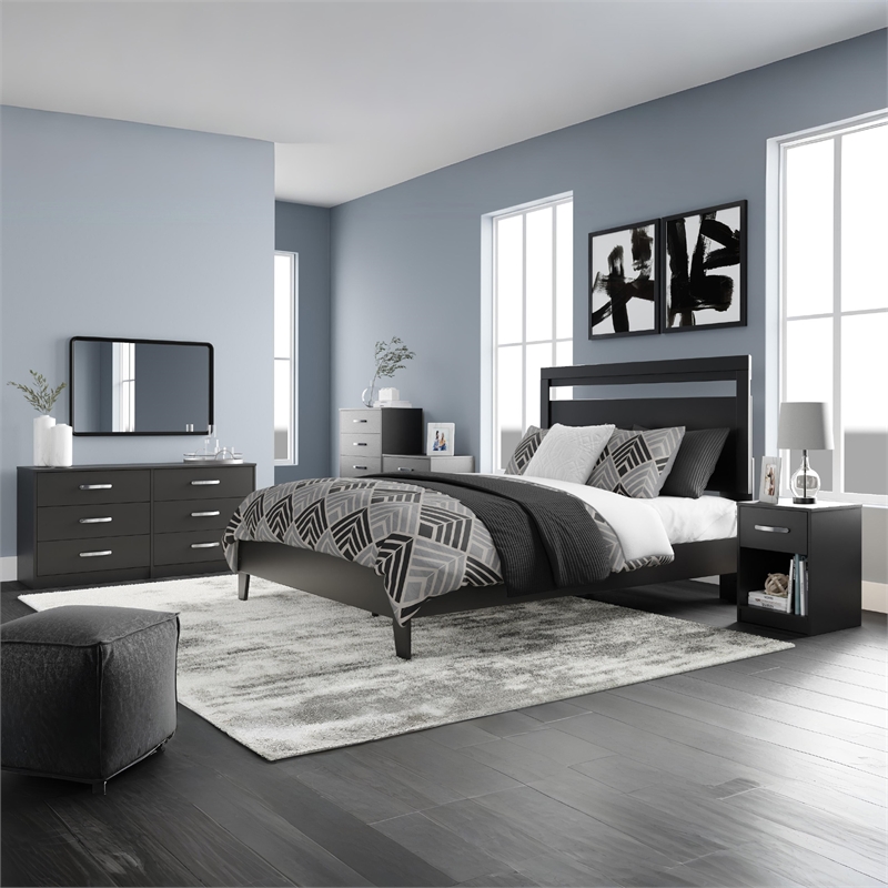 Ashley Furniture Finch Contemporary Engineered Wood Queen Platform Bed in Black