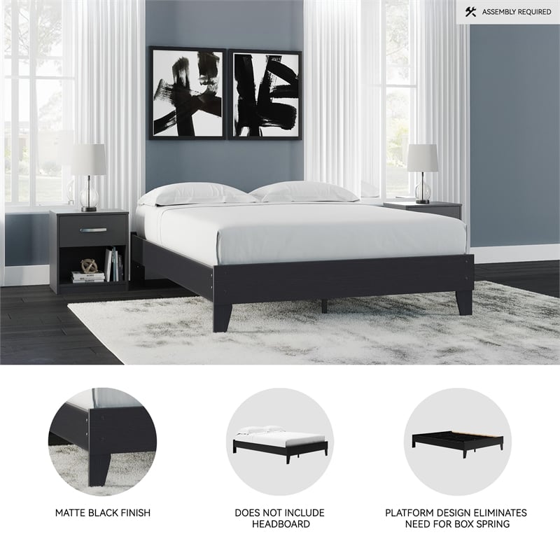 Ashley Furniture Finch Contemporary Engineered Wood Queen Platform Bed in Black