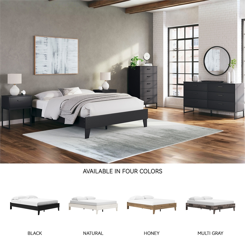 Ashley Furniture Finch Contemporary Engineered Wood Queen Platform Bed in Black
