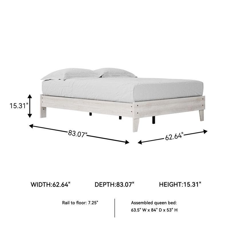 Ashley Furniture Shawburn Engineered Wood Queen Platform Bed in Whitewash
