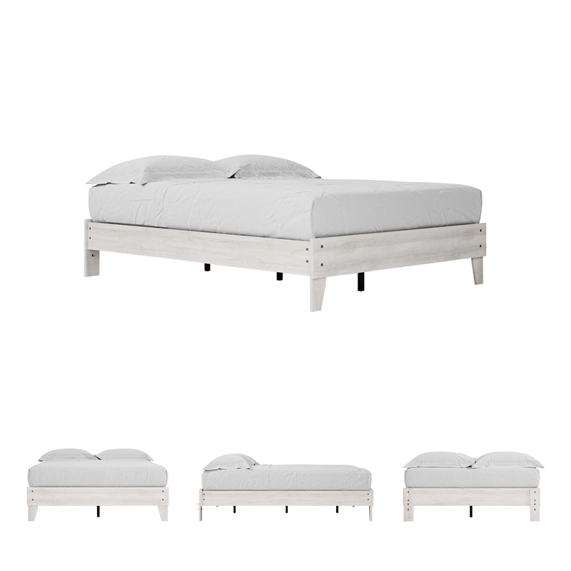 Ashley Furniture Shawburn Engineered Wood Queen Platform Bed in Whitewash