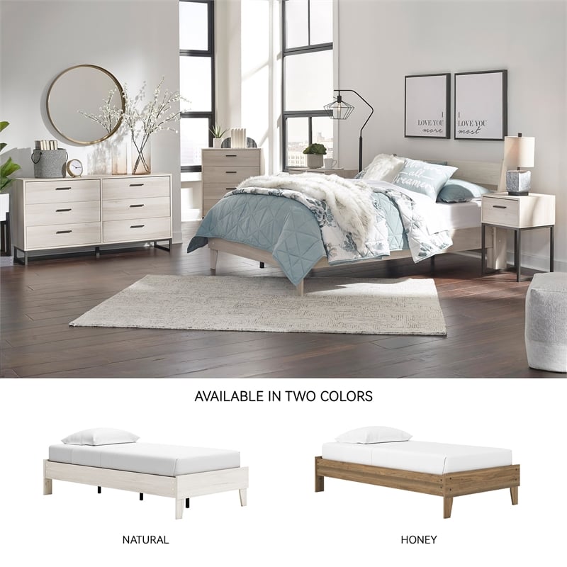 Signature Design by Ashley Socalle Engineered Wood Twin Platform Bed in Natural