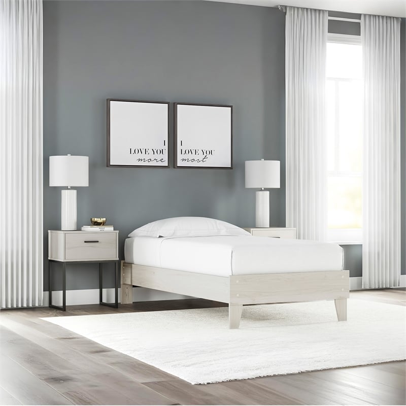 Signature Design by Ashley Socalle Engineered Wood Twin Platform Bed in Natural