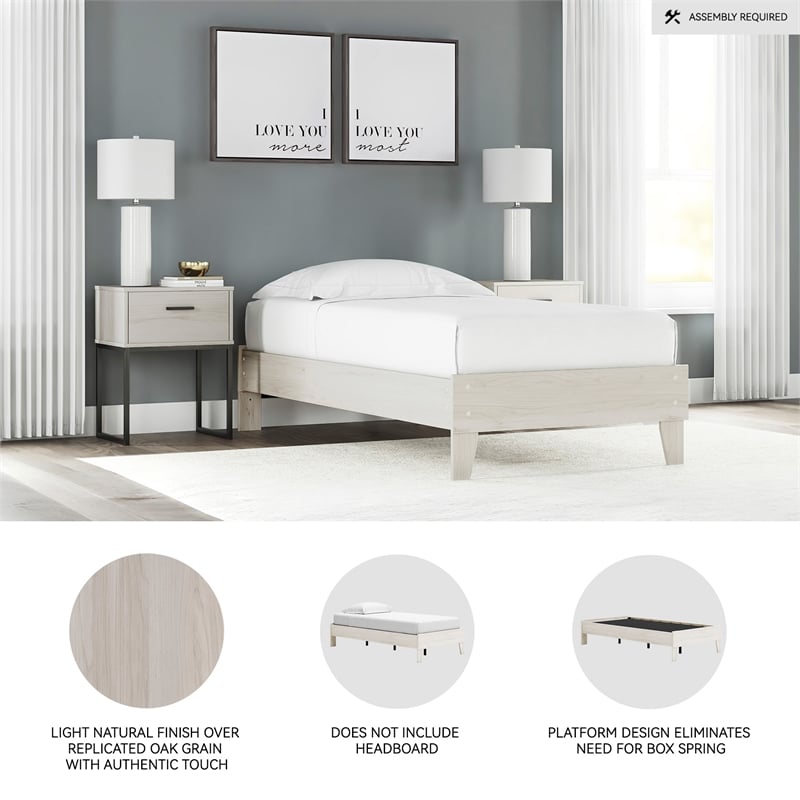 Signature Design by Ashley Socalle Engineered Wood Twin Platform Bed in Natural