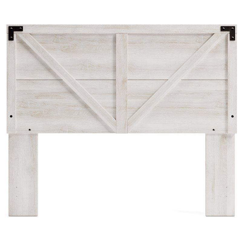 Ashley Furniture Shawburn Wood Queen Crossbuck Panel Headboard in Whitewash