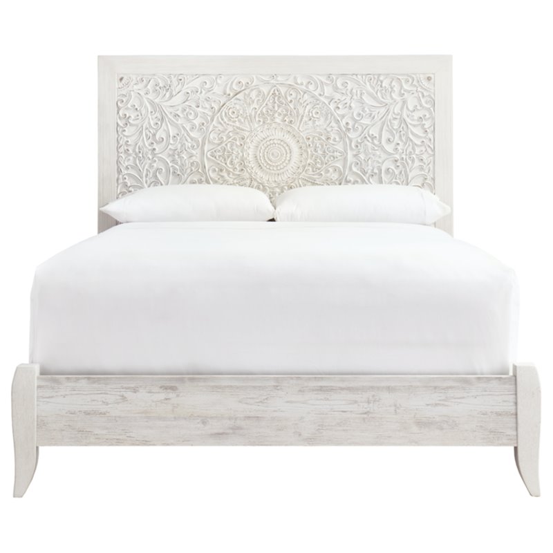 Ashley Furniture Paxberry Engineered Wood Queen Panel Headboard in Whitewash