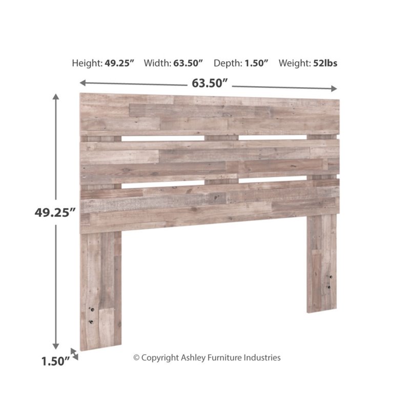 Ashley Furniture Neilsville Engineered Wood Queen Panel Headboard in Whitewash