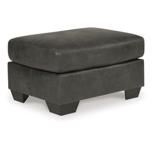 Ashley Furniture Bladen Faux Leather Upholstered Ottoman in Gray & Black