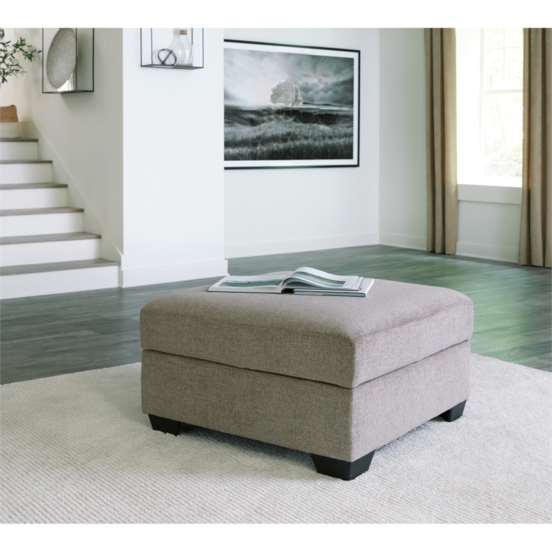 Ashley Furniture Creswell Fabric Ottoman with Storage in Gray & Black