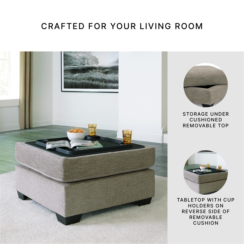Ashley Furniture Creswell Fabric Ottoman with Storage in Gray & Black