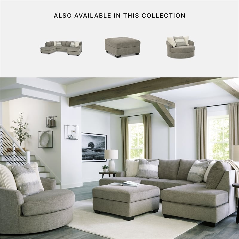 Ashley Furniture Creswell Fabric Ottoman with Storage in Gray & Black