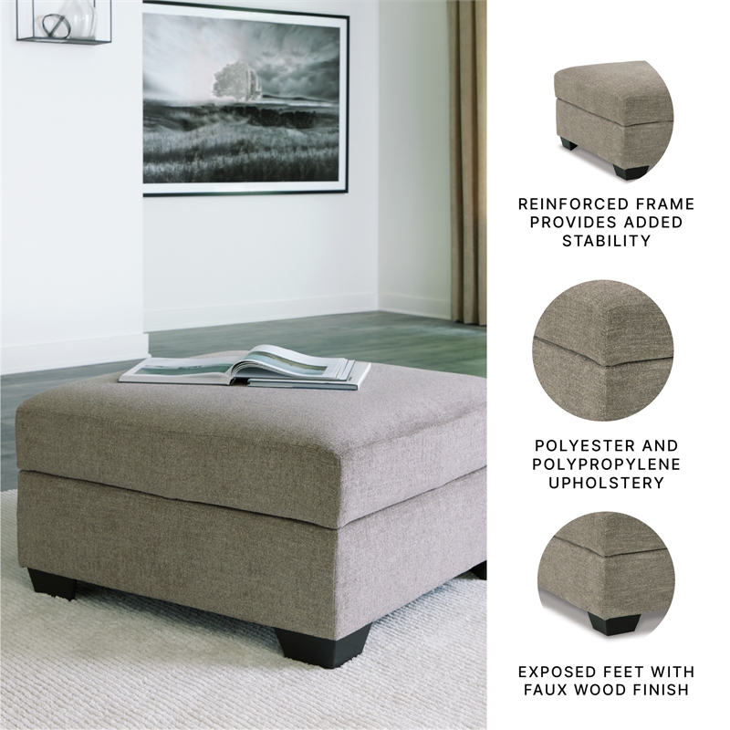 Ashley Furniture Creswell Fabric Ottoman with Storage in Gray & Black