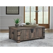 Ashley Furniture Hollum Wood Lift Top Cocktail Table in Brown & Black
