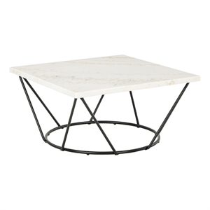 ashley furniture vancent marble square cocktail table in white & black