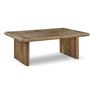 ashley furniture lawland wood rectangular cocktail table in natural brown
