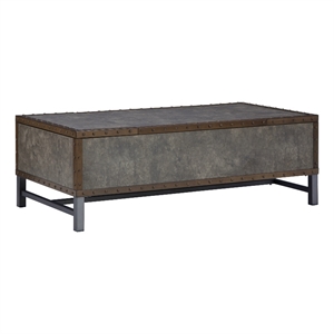 ashley furniture derrylin wood lift top cocktail table in gray & brown