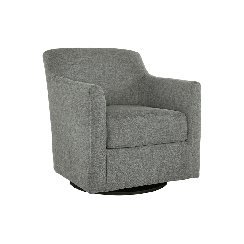 Ashley Furniture Bradney Fabric Swivel Accent Chair in Charcoal & Black