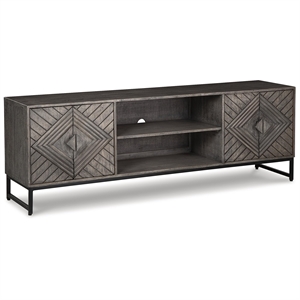 Ashley Furniture Treybrook Wood Accent Cabinet in Distressed Gray & Black